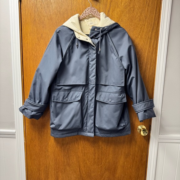 Nap Loungewear Hooded Drawstring Duck Down Filled Parka Coat Hazel Blue Large L - Picture 16 of 16